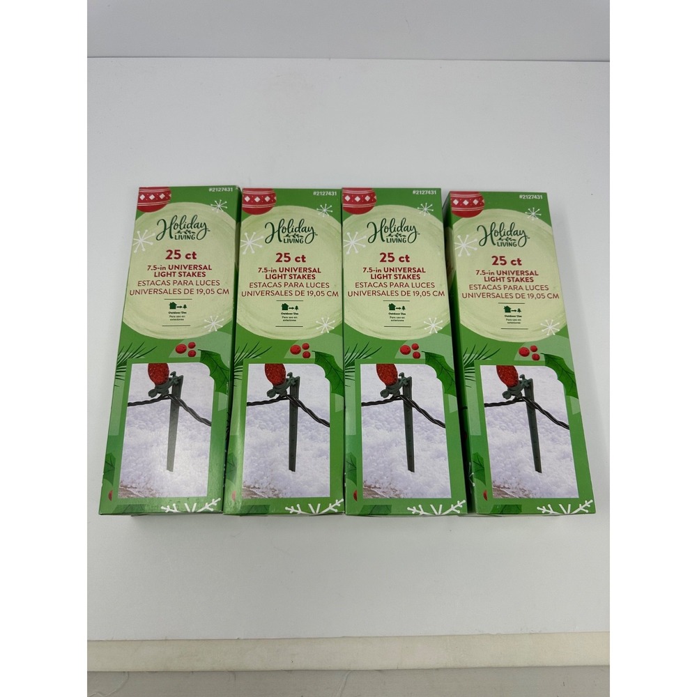 NEW! Lot of 100 (4 boxes) - Holiday Living - Christmas Decor - Light Stakes U1